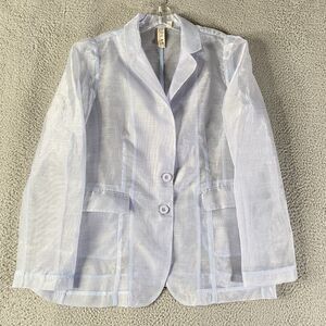 Dolan Left Coast Sheer Blazer Anthropologie Women XL Sky Blue Puff Sleeve Jacket